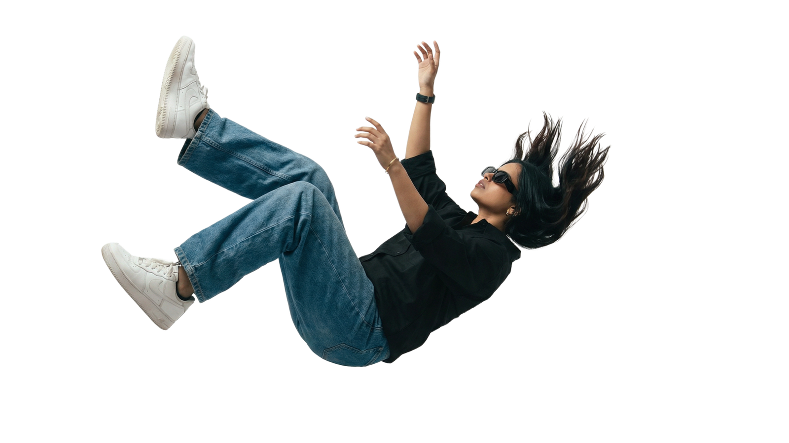 Chaitra falling through the sky